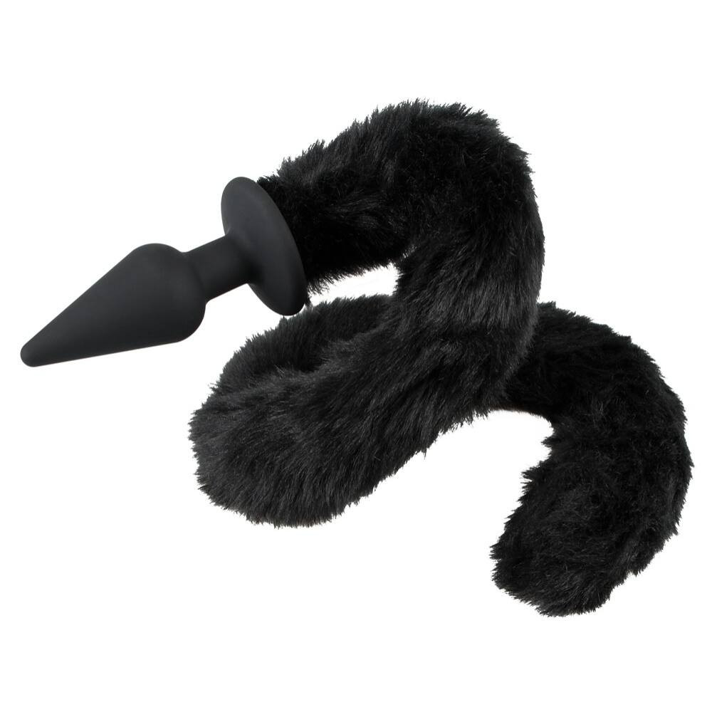 Levně Bad Kitty Plug &amp; Tall - Anální kolík s kočičím ocasem (černý)