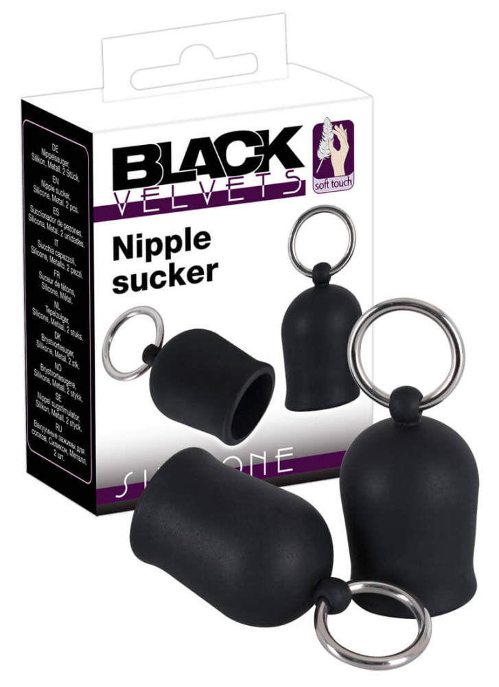 Levně Black Velvet - přísavky na bradavky s kovovým kroužkem (černé)