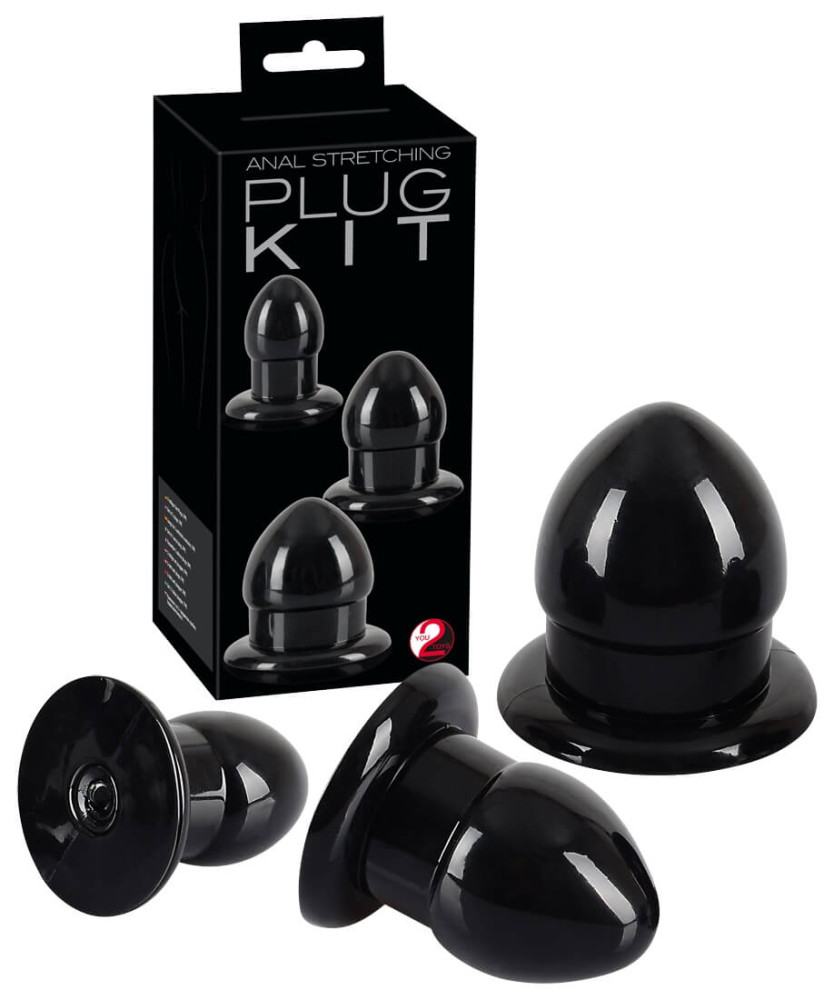 Levně You2Toys - Stretching Plug Kit - sada análních dild - 3ks (černé)