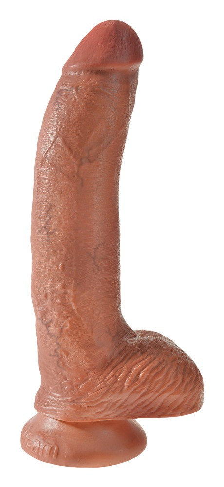 Levně King Cock 9 dildo se varlaty (23 cm) - hnědé