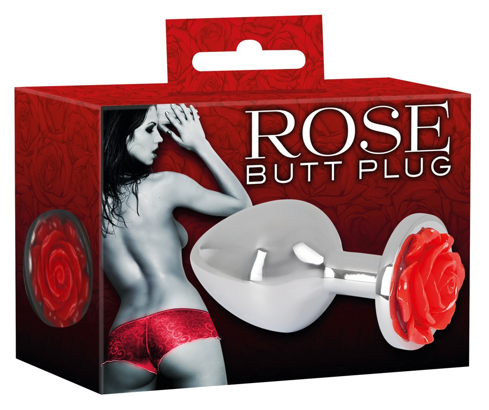 Levně You2Toys Rose Butt Plug - hliníkové anální kolík 91 g (stříbrné - červené)