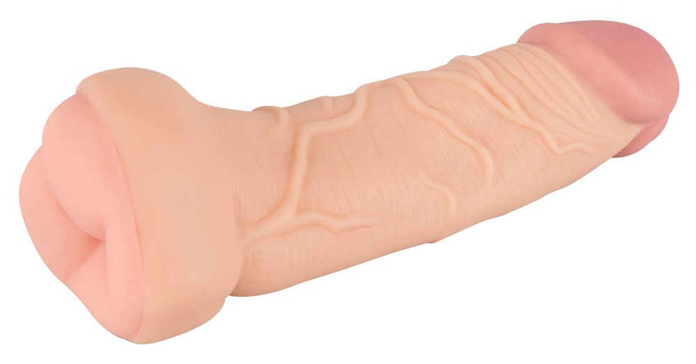 Levně Nature Skin 2in1 - umělý anus a návlek na penis v jednom (tělová barva)