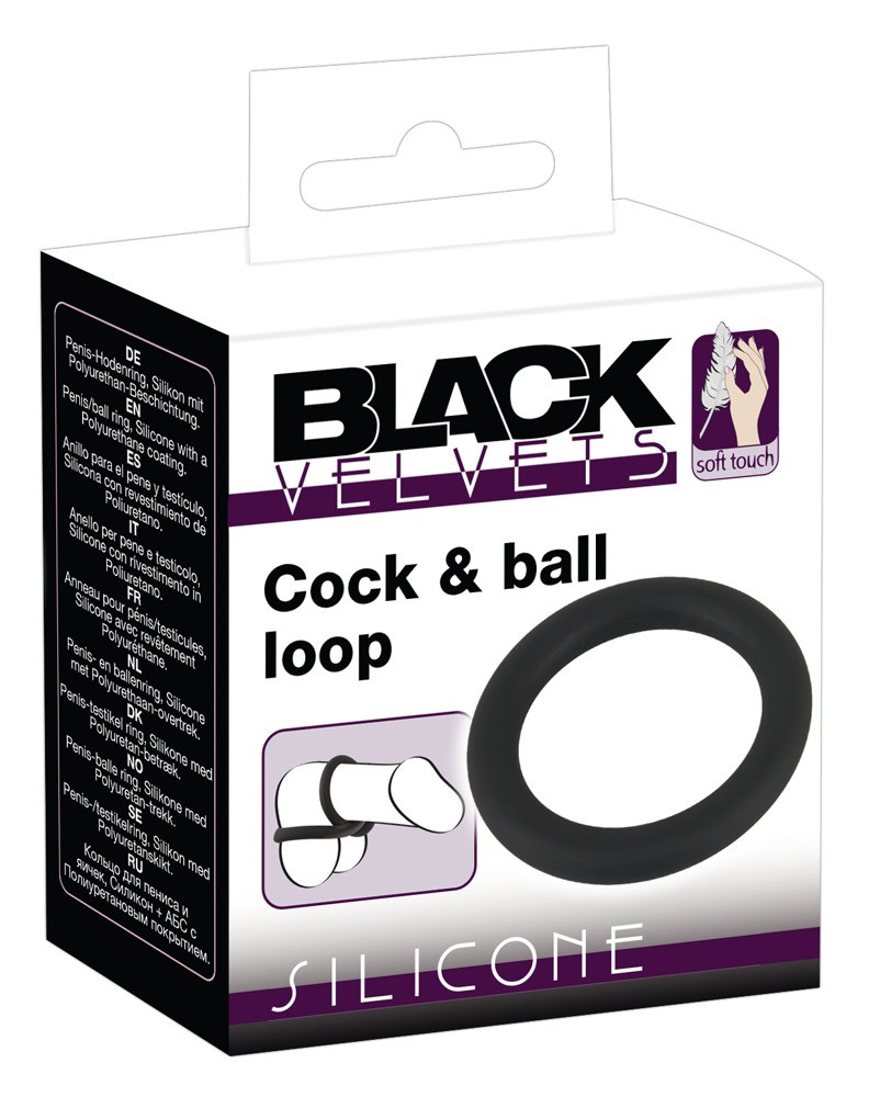 Levně Black Velvet - silikonový kroužek na penis (černý) - 5 cm