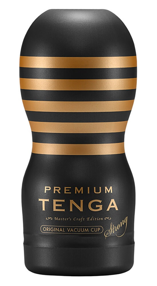 Levně TENGA Premium Strong - jednorázový masturbátor (černý)