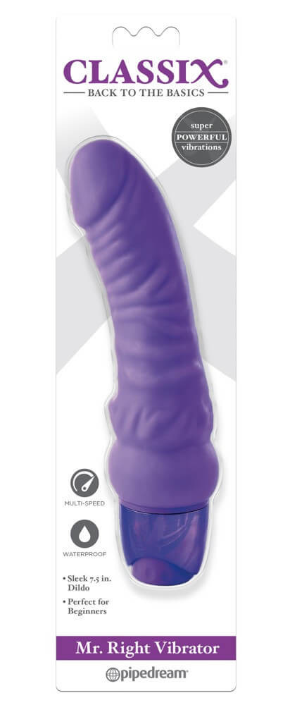 Levně Classix Mr. Right - silikonový vibrátor na penis pro začátečníky (fialový)