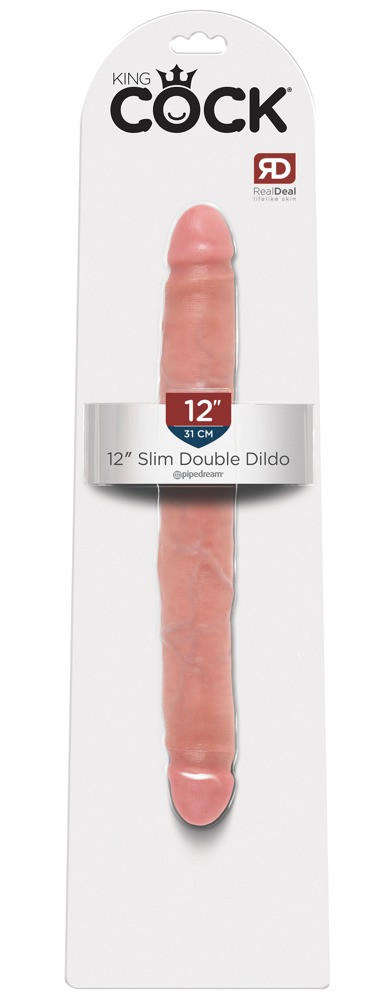 Levně King Cock 12 Slim - realistické dvojité dildo (31 cm) - přírodní