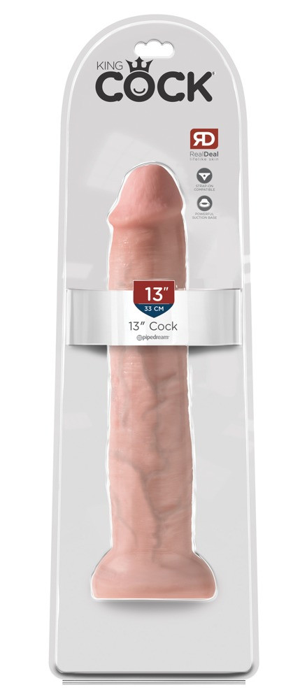 Levně King Cock 13 - obří realistické dildo (33 cm) - přírodní