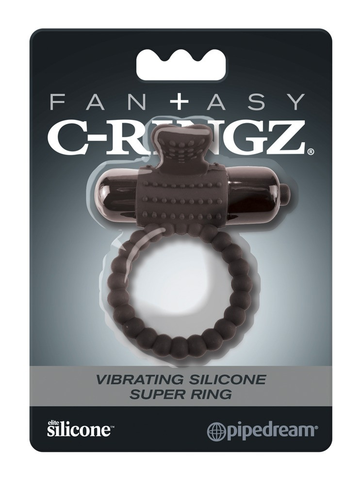 Levně Pipedrem Fantasy C-Ringz - vibrační kroužek na penis (černý)