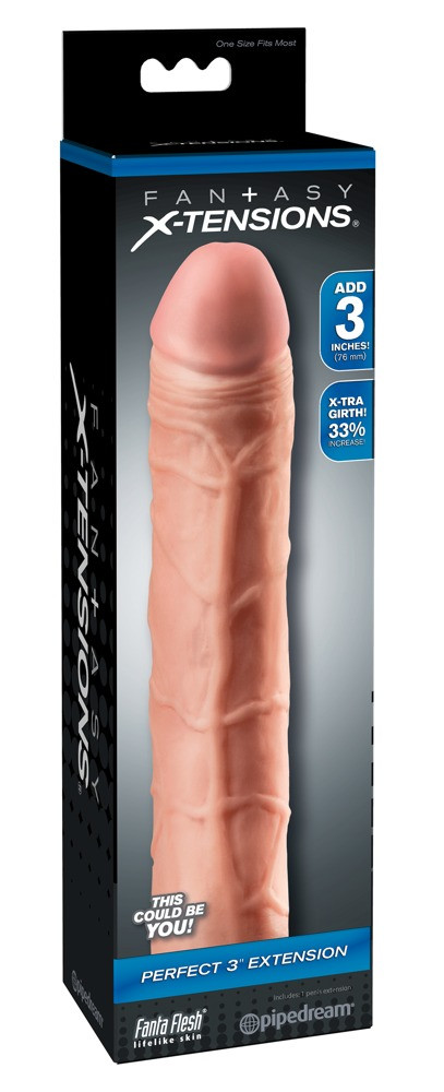 Levně X-TENSION Perfect 3 - realistický návlek na penis (22,8cm) - přírodní