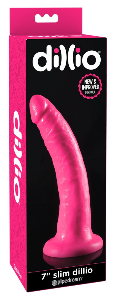 Levně Pipedream Dillio 7 Inch Slim - realistické dildo s přísavkou (18 cm) - růžové