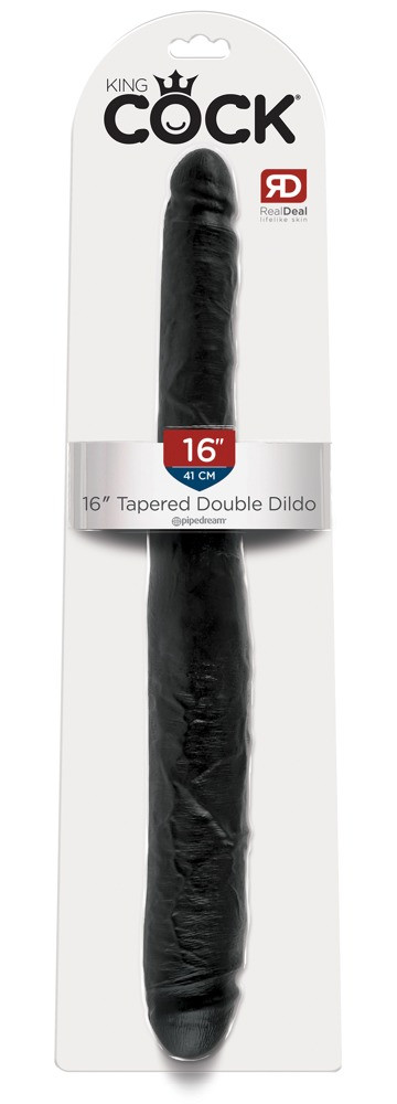 Levně King Cock 16 Tapered - realistické dvojité dildo (41 cm) - černé