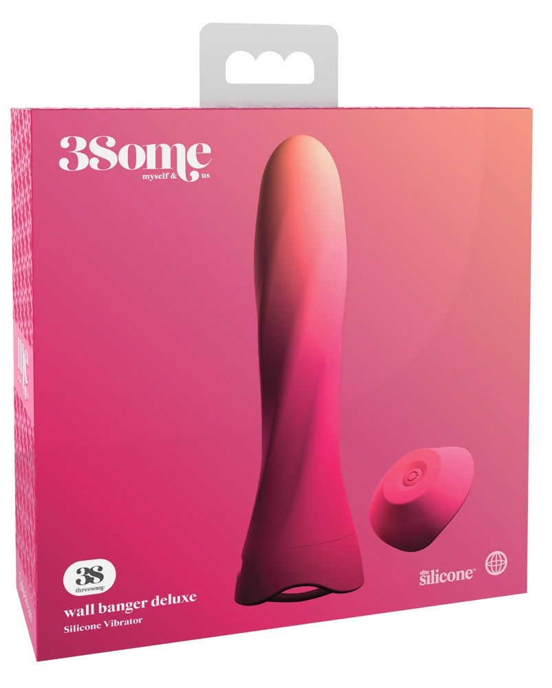 Levně 3Some wall banger deluxe - dobíjecí, rádiem řízený tyčový vibrátor (růžový)