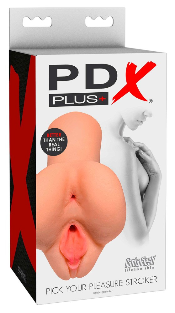 Levně PDX Pick Your Pleasure Stroker - 2in1 - realistický masturbátor (přírodní)