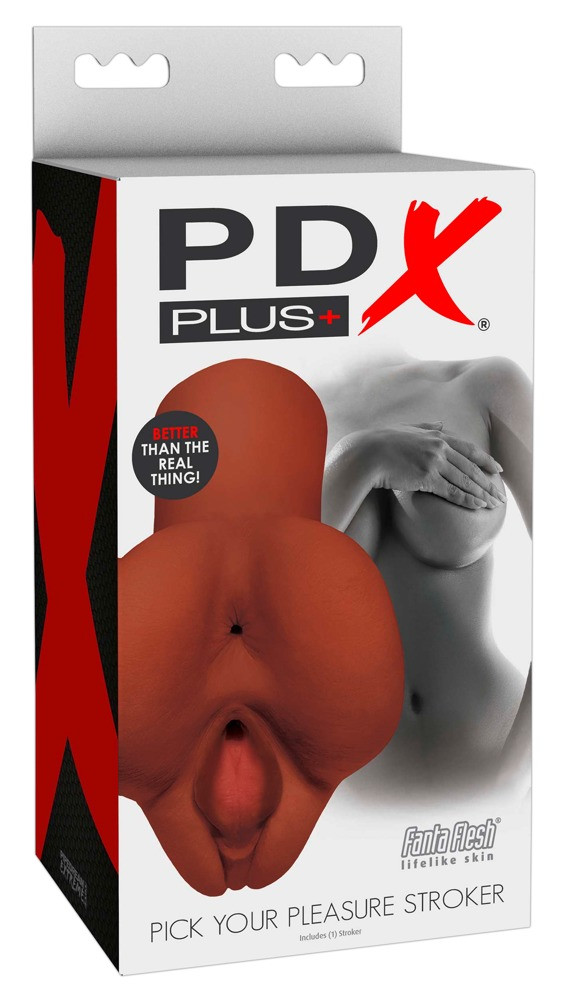 Levně PDX Pick Your Pleasure Stroker - masturbátor 2v1 (hnědý)