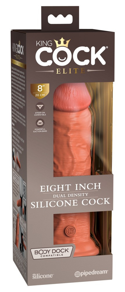 Levně King Cock Elite 8 - připínací, realistické dildo (20 cm) - tmavě přírodní