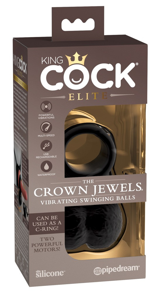 King Cock Elite Crown Jewels Vibrating Penis (Black)