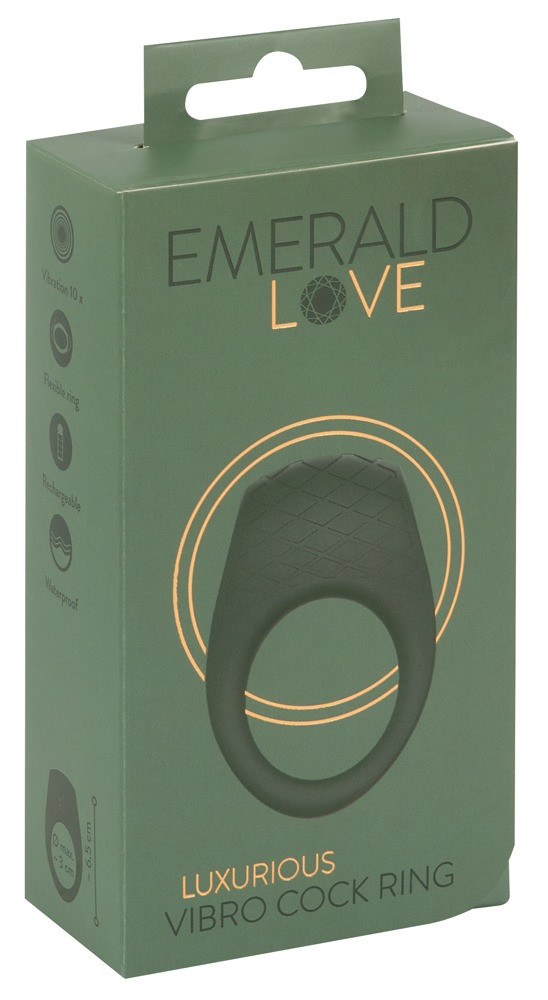 Levně Emerald Love - dobíjecí, vodotěsný vibrační kroužek na penis (zelený)