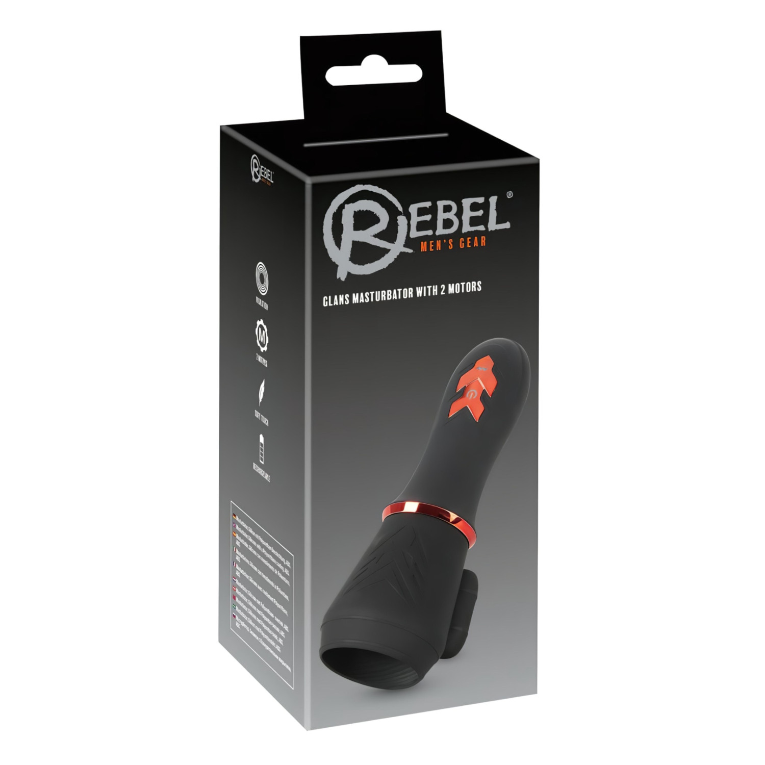 Rebel - nabíjateľný, 2-motorový orechový vibrátor (čierny)