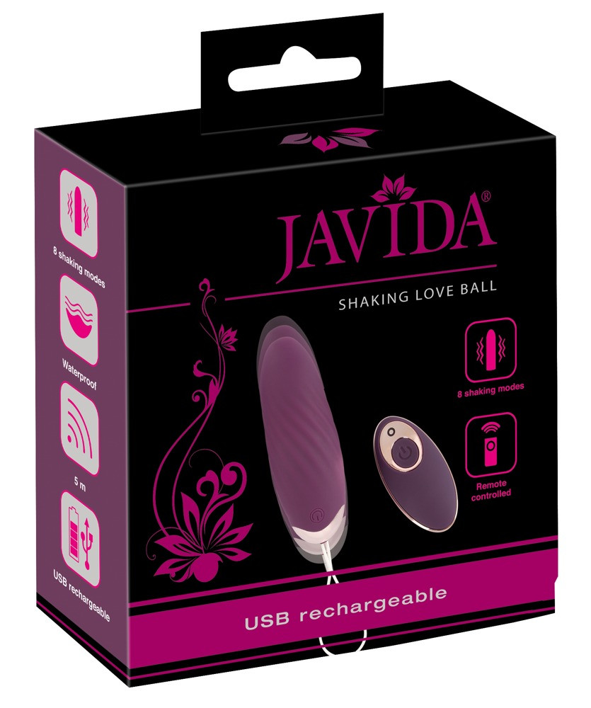 Levně Javida Shaking Love - nabíjecí, pulzující vibrační vajíčko (fialové)