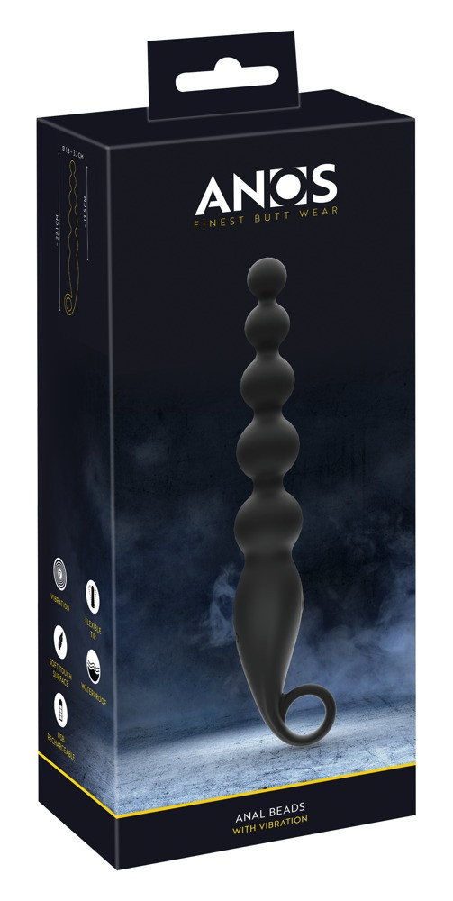 Anos Anal Beads - Anal Beads with Vibration (Black)