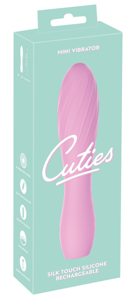Cuties Mini 3 - cordless, waterproof, ribbed vibrator (pink)