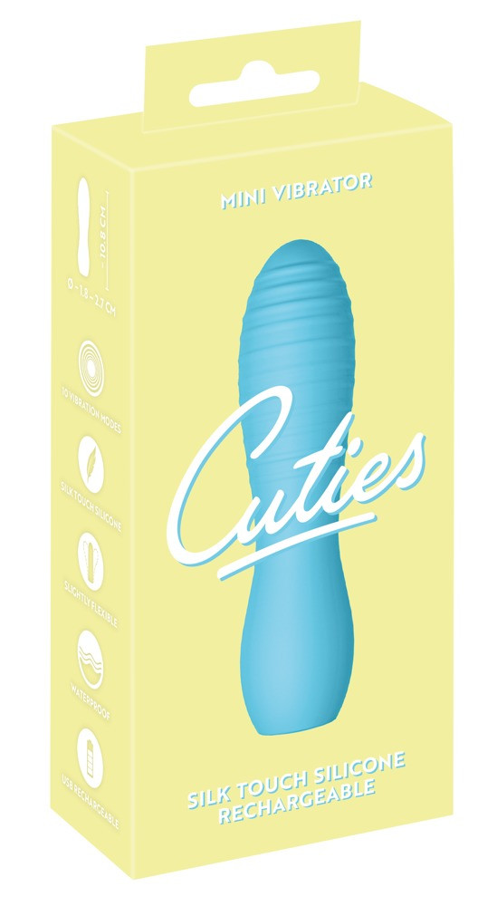Cuties Mini 3 - cordless, waterproof, pleated vibrator (turquoise)