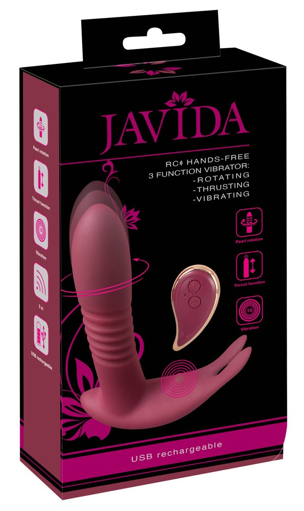 Levně Javida RC - dobíjecí, rádiem řízený, 3 funkční vibrátor na klitoris (červený)