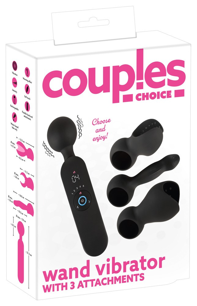 Levně Couples Choice - dobíjecí vyhřívaný masážní vibrátor (černý)