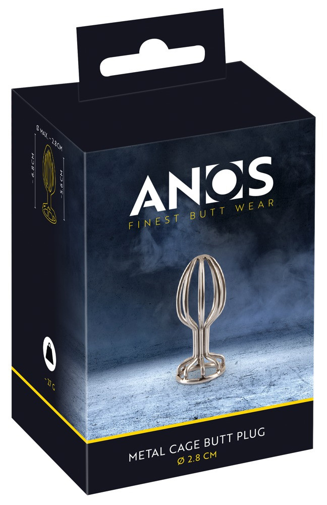 Levně ANOS Metal (2,8 cm) - anální dildo z oceli v kleci (stříbrné)