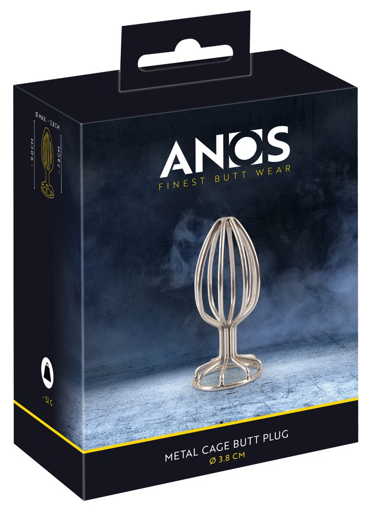 ANOS Metal (3,8 cm) - análny vibrátor s kovovou klietkou (strieborný)