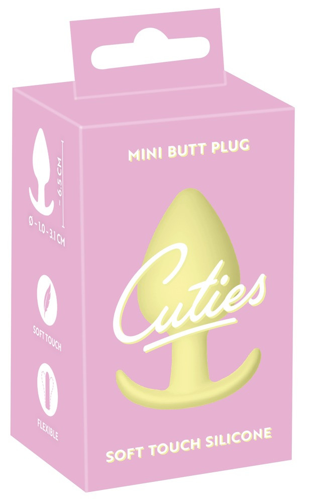 Levně Cuties Mini Butt Plug - silikonové anální dildo - žluté (3,1cm)
