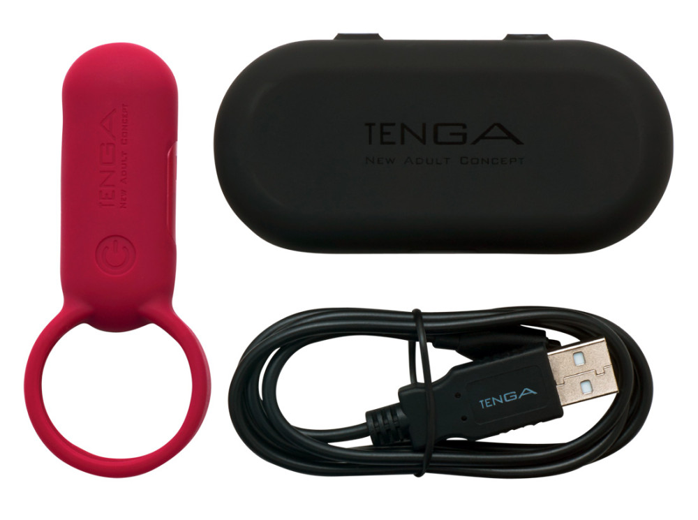 Levně TENGA Smart Vibe - vibrační kroužek na penis (červený)