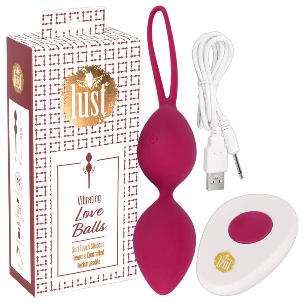 Levně Lust Love Balls - vibrační venušiny kuličky na dálkové ovládání (ostružinová barva)