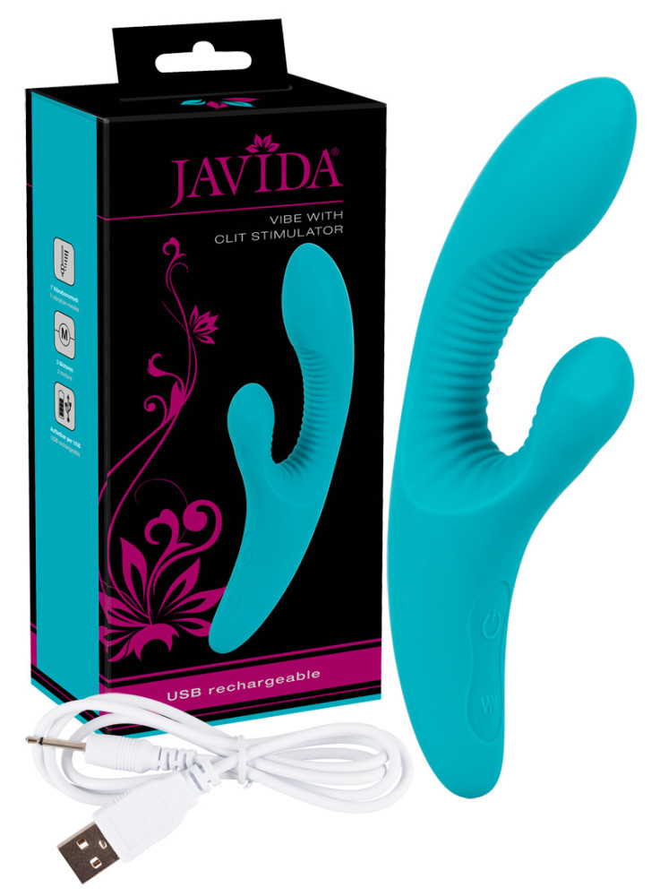 Levně Javida Vibe with Clit Stimulator – vibrátor s ramenem na klitoris (tyrkysový)