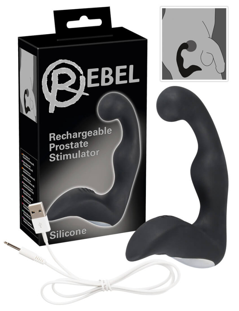Levně Rebel - akumulátorový vibrátor na prostatu (černý)