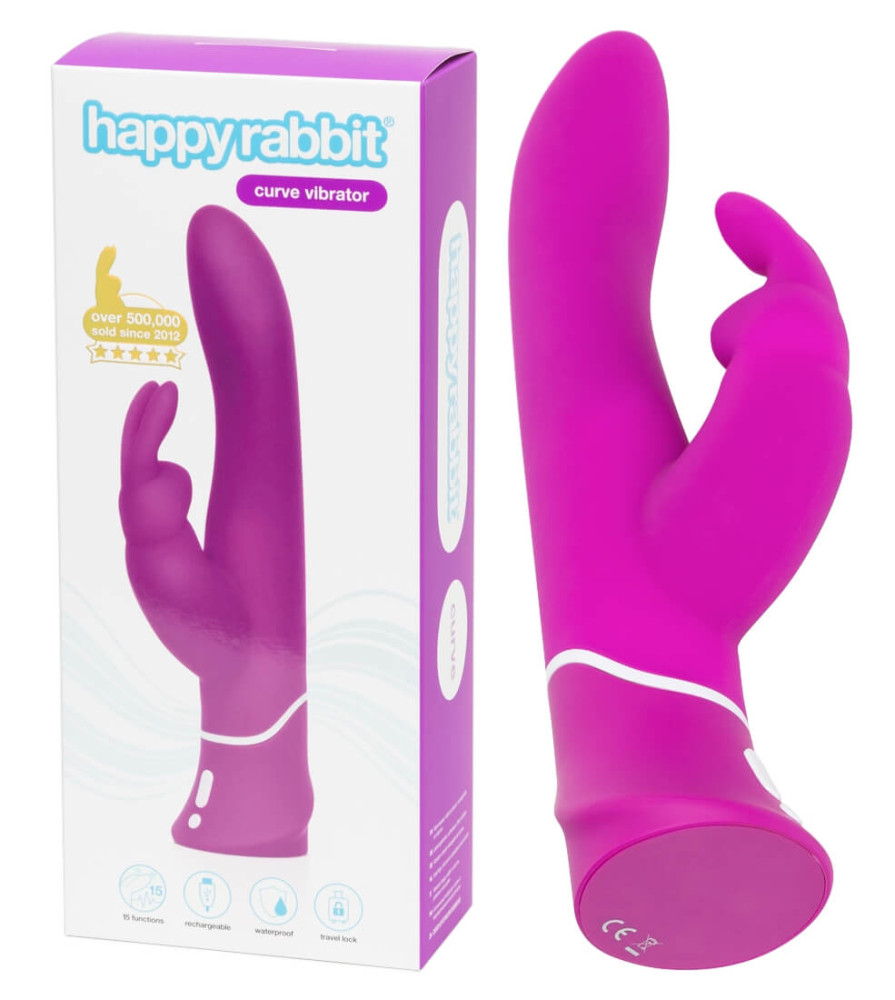 Levně Happyrabbit Curve - vodotěsný, dobíjecí vibrátor s hůlkou (fialový)