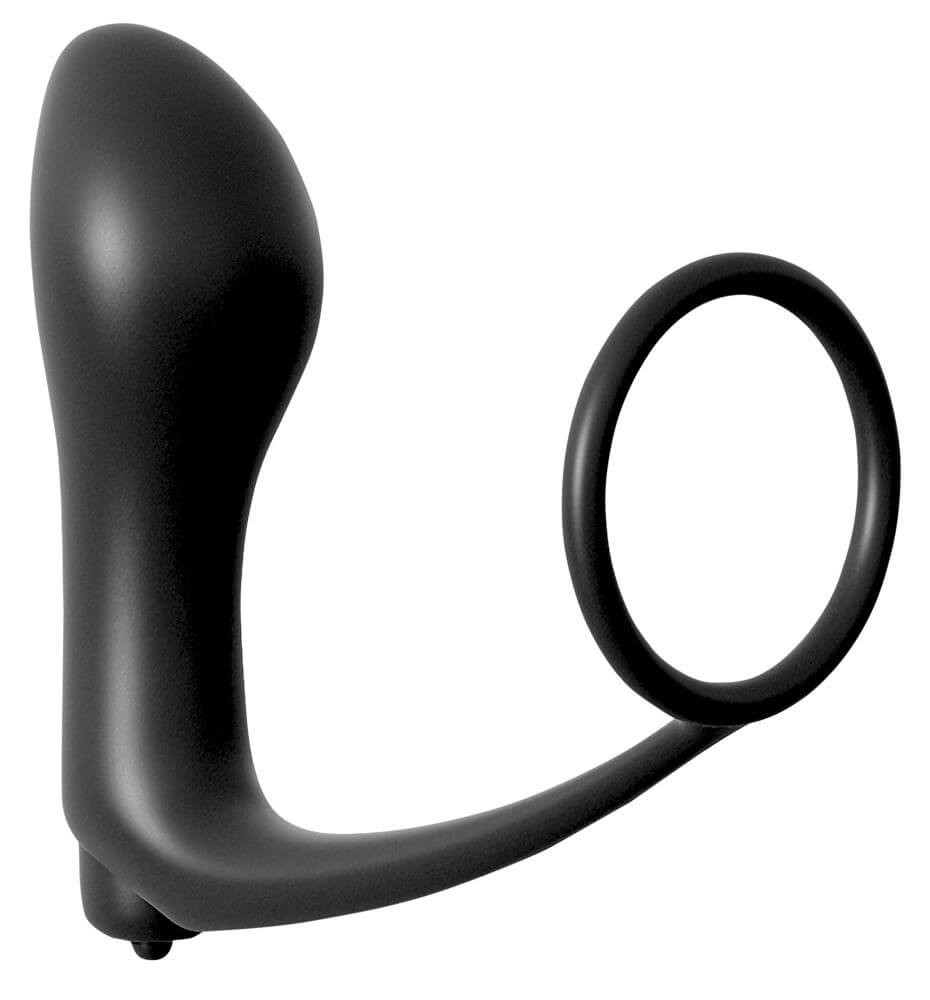 analfantasy ass-gasm vibrator - anal finger with penis ring (black)