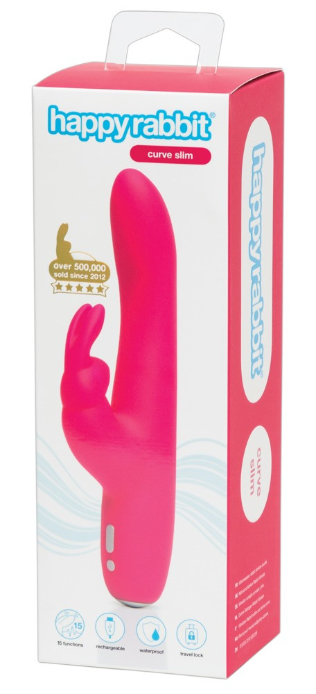 Levně Happyrabbit Curve Slim - vodotěsný, dobíjecí vibrátor s hůlkou (růžový)