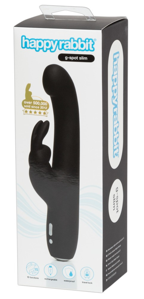 Happyrabbit G-Spot Slim - vodotěsný, dobíjecí vibrátor s hůlkou (černý)