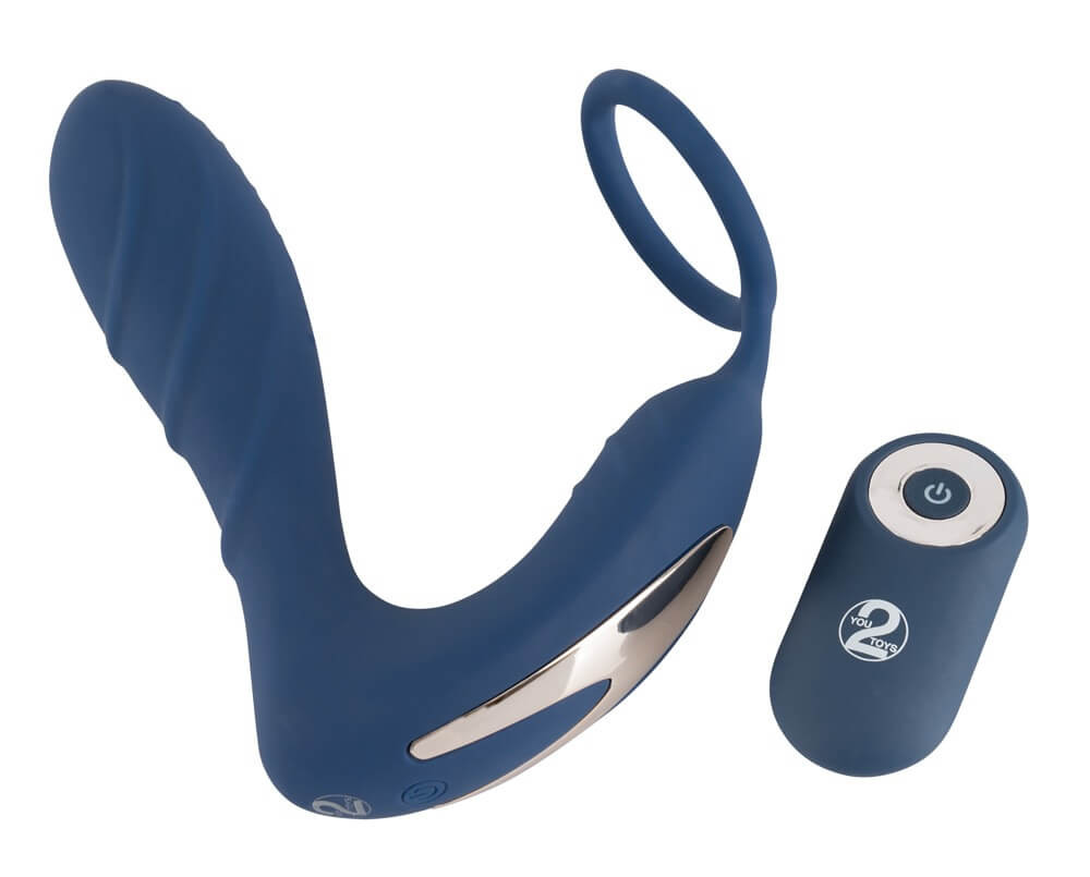Levně You2Toys Prostata Plug - nabíjecí anální vibrátor s kroužkem na penis a dálkovým ovladačem (modrý)