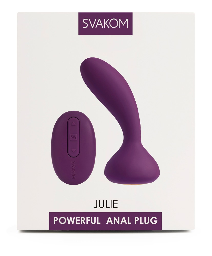 Levně Svakom Julie - nabíjecí vibrátor na prostatu s dálkovým ovladačem (fialový)