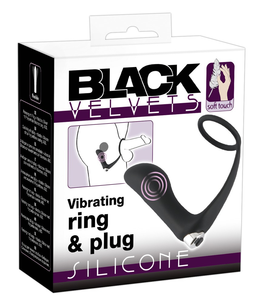 Levně Black Velvet - nabíjecí silikonový anální vibrátor s kroužkem na penis (černý)
