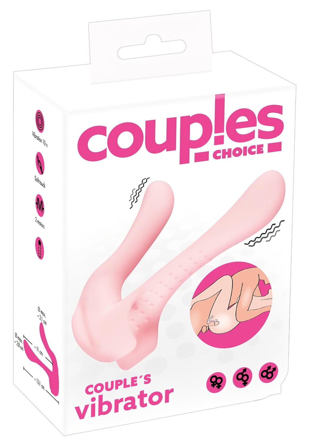 Levně Couples Choice - nabíjecí párový vibrátor s dvěma motorky (světle růžový)