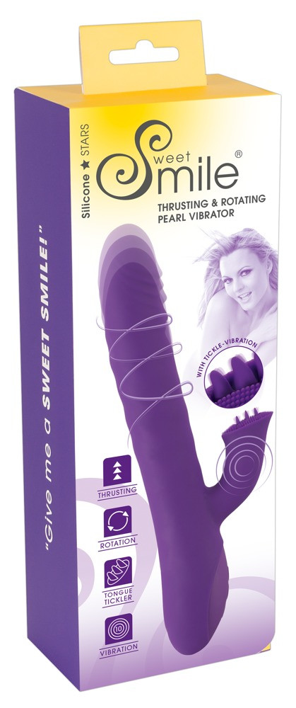 Levně Smile Pearl - nabíjecí, rotační vibrátor s ramínkem na klitoris a posuvem (fialový)