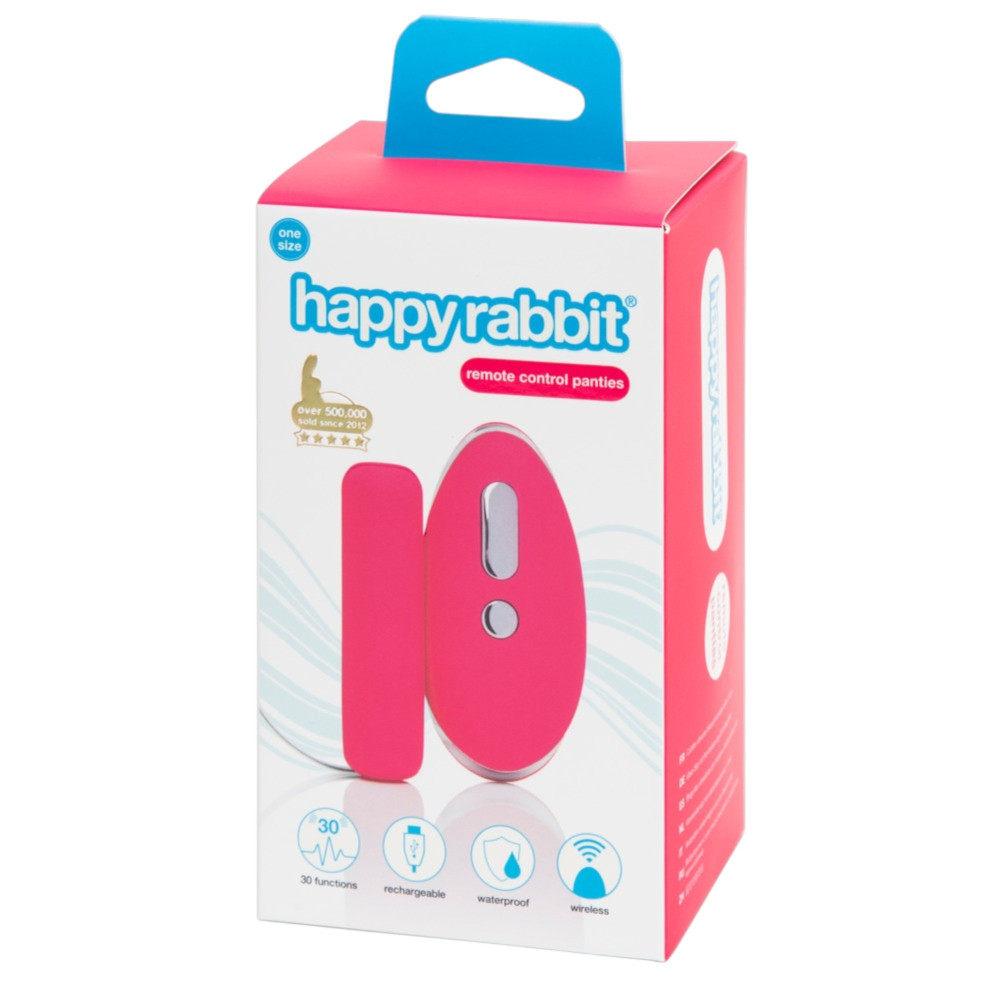 Happyrabbit - dobíjecí rádiové vibrační kalhotky (růžové a černé) - XL-2XL