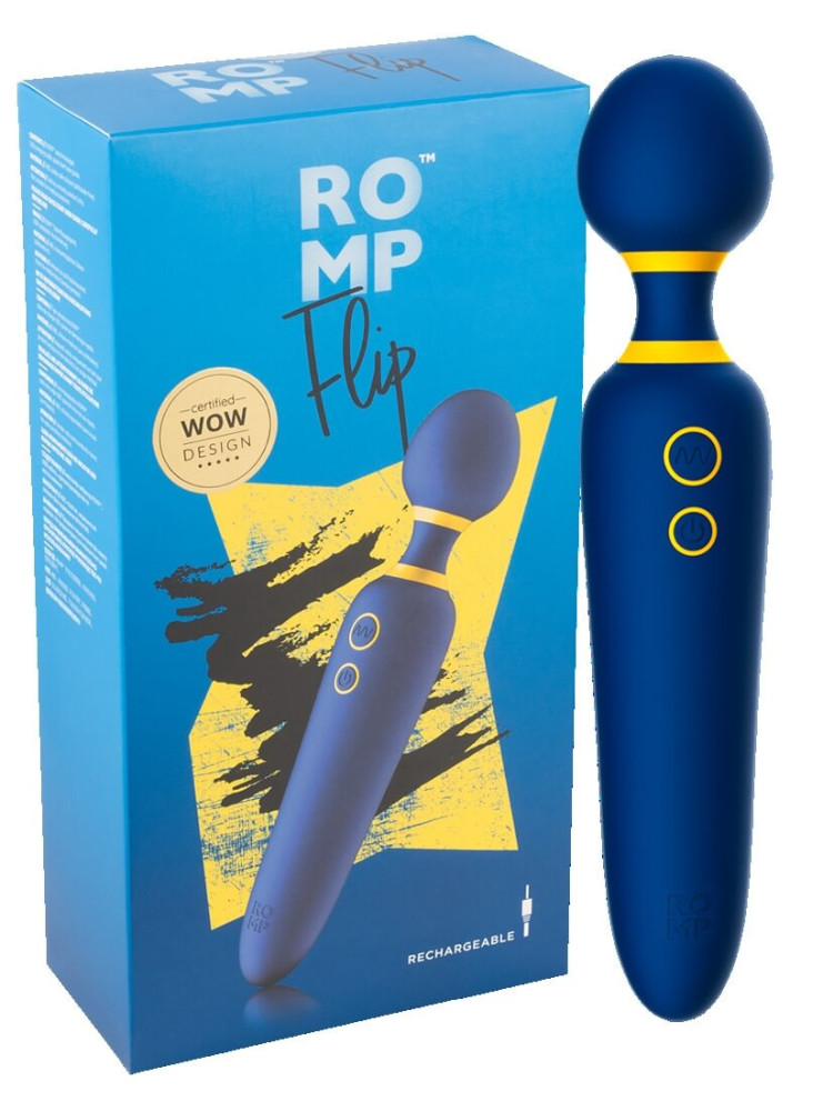Levně ROMP Flip Wand - nabíjecí, vodotěsný masážní vibrátor (modrý)