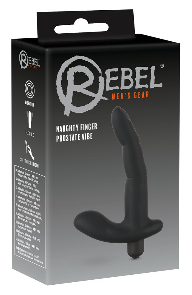 Levně Rebel Naughty Finger - vibrátor na prostatu (černý)