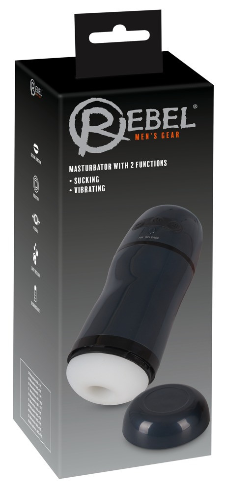 Levně Rebel - sací vibrační masturbátor 2v1 (černý)