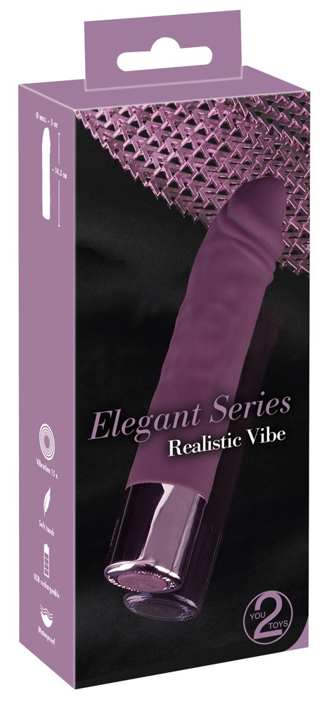 Levně You2Toys Elegant Realistic - nabíjecí, vodotěsný vibrátor (fialový)