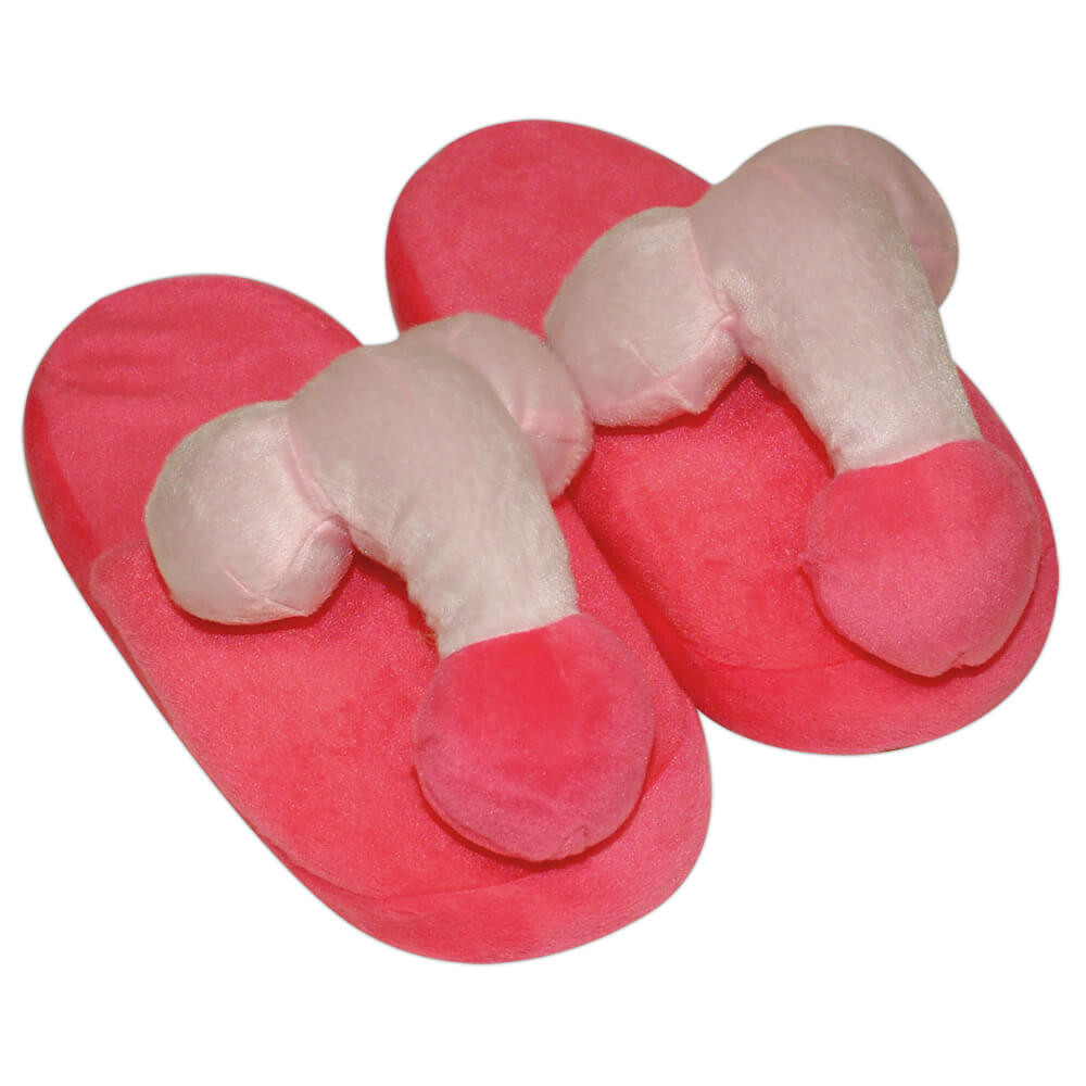 Levně Penispuschen pink - růžové plyšové pantofle s penisem